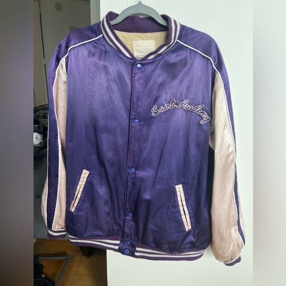 Saint Michael X SHERMER ACADEMY BOMBER JACKET PURPLE AND PINK - Picture 2 of 6